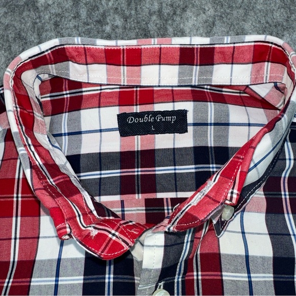Double Pump Men’s Size Large Red White Blue Patriotic Button Down Long Sleeve - Picture 4 of 8
